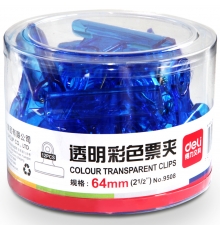 得力(deli)筒裝透明彩色票夾 64mm 9508（24只/筒，140筒/件）