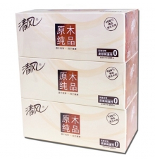 清風(fēng)盒裝原木純品抽紙 B338CN（200抽，3盒/提，36盒/箱）按盒售