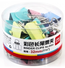 嚴采/得力（deli）筒裝長尾票夾彩色 32mm 3# 8553（24只/筒，48筒/件）