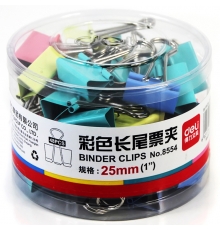 嚴采/得力（deli）筒裝長尾票夾彩色 25mm 4# 8554（48只/筒，48筒/件）